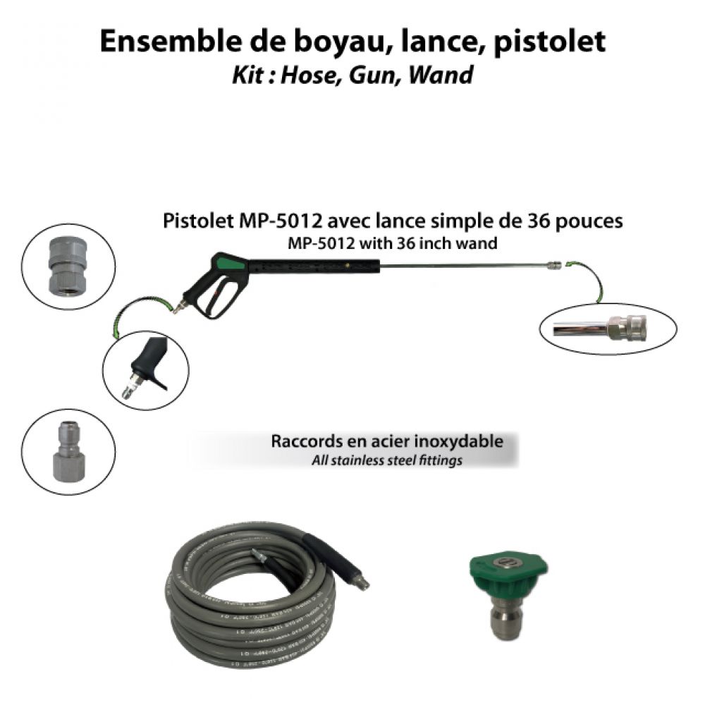 Kit 50' hose assembly, wand 36'' and trigger gun