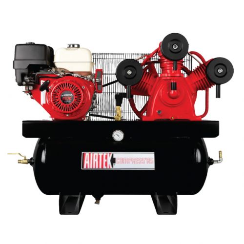 Industrial horizontal gasoline air compressor